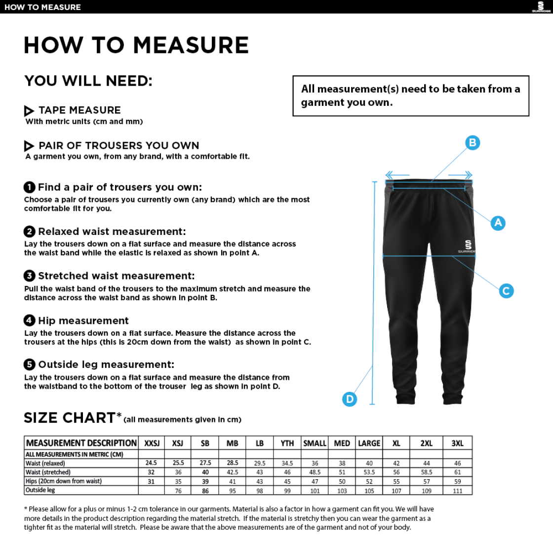 Welbeck CC Tek Skinny Pants - Size Guide